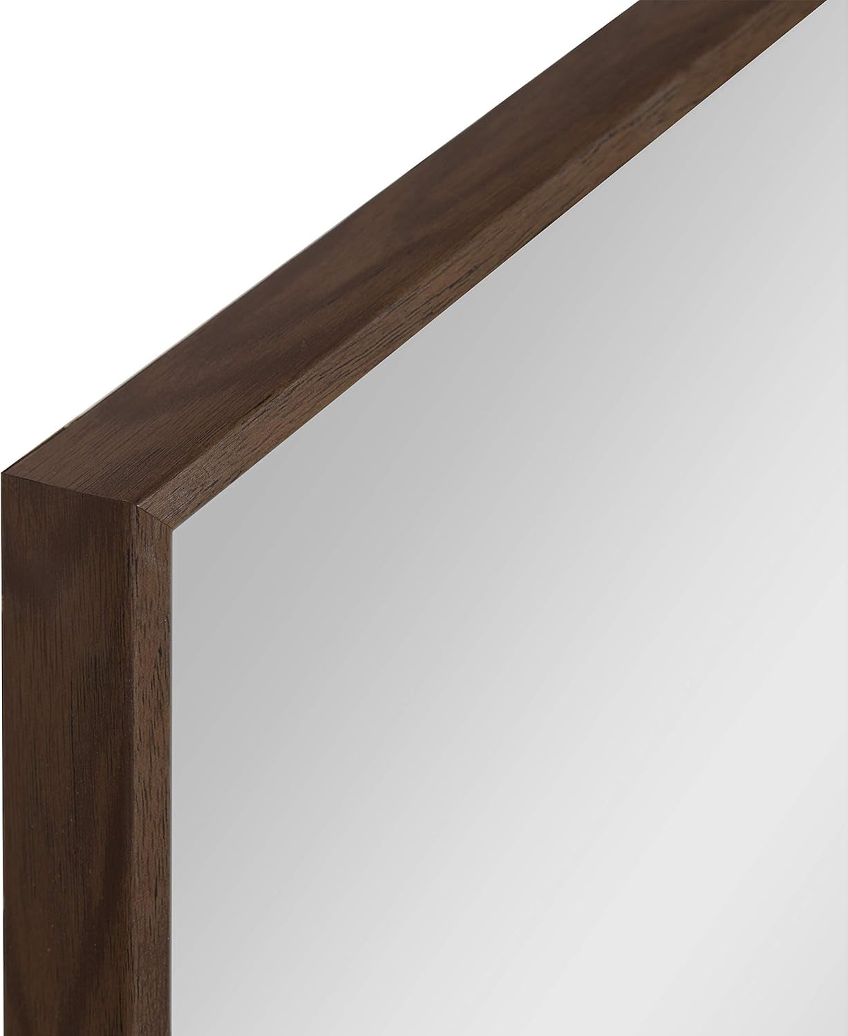Rhodes Mid-Century Modern Hexagon Wall Mirror, Walnut Brown, 31X22-Inches