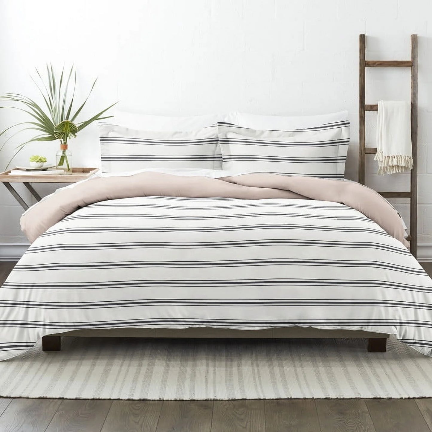 Rose Desert Stripe Reversible 2-Piece Duvet Cover Set, Twin/Twin XL