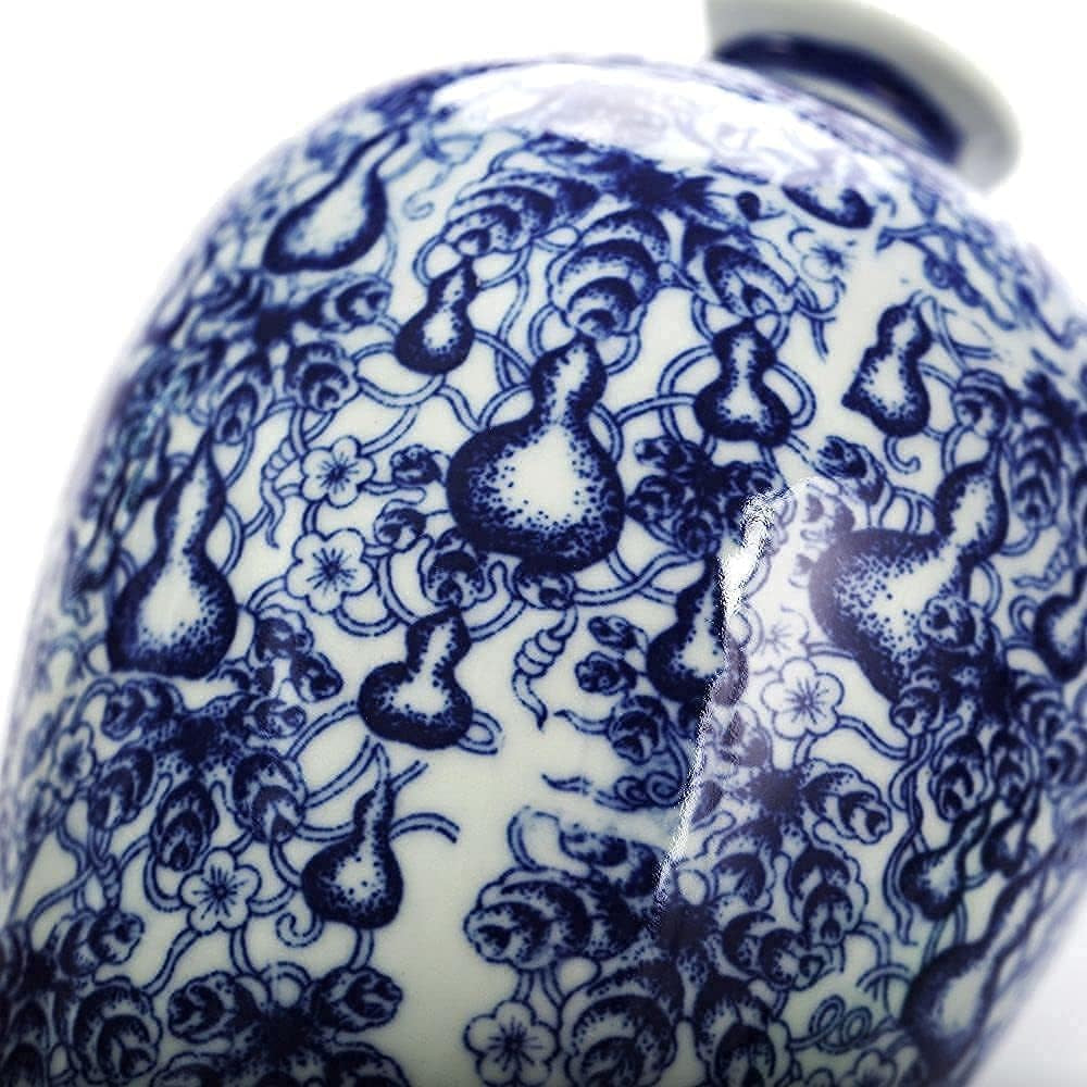Chinese Blue and White Vase, Antique Handmade Ceramic Flower Vase, Decorative Glazed Vases for Home Decor, Table, Living Room, Fish Tail Vase (No.01)