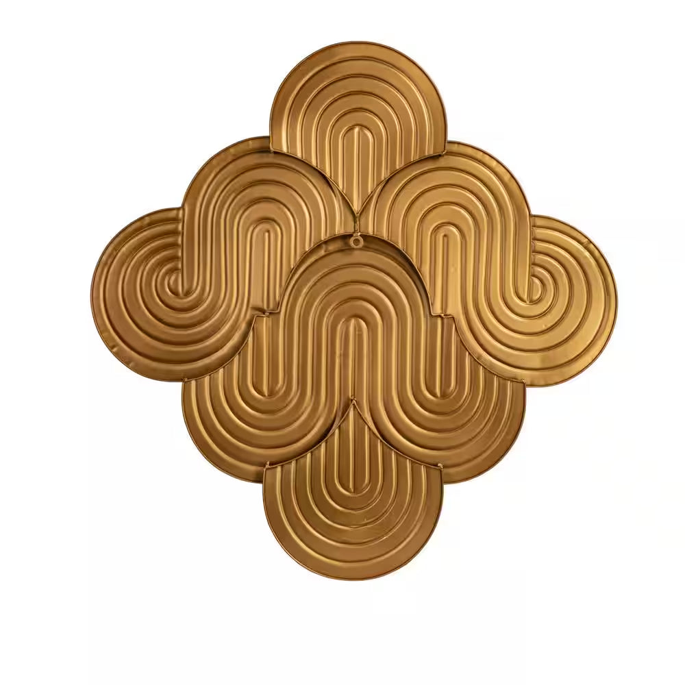 31.1 In. X 30.5 In. Gold Decorative Waves Wall Metal Work