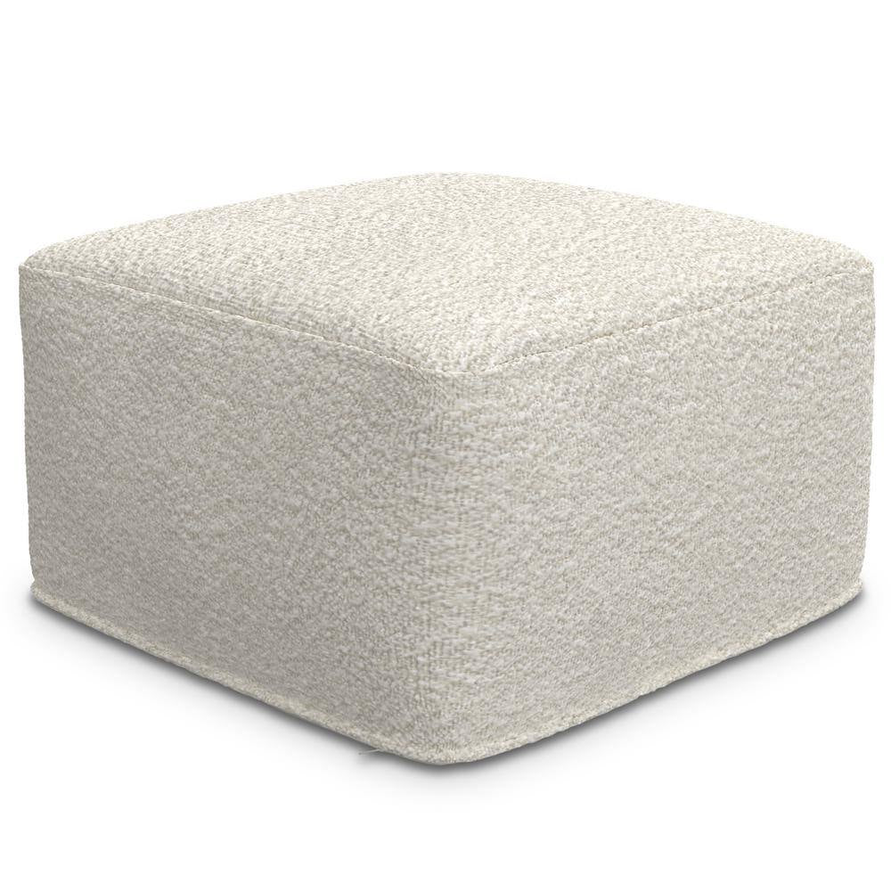 Chantal Contemporary Square Pouf in Ivory Boucle