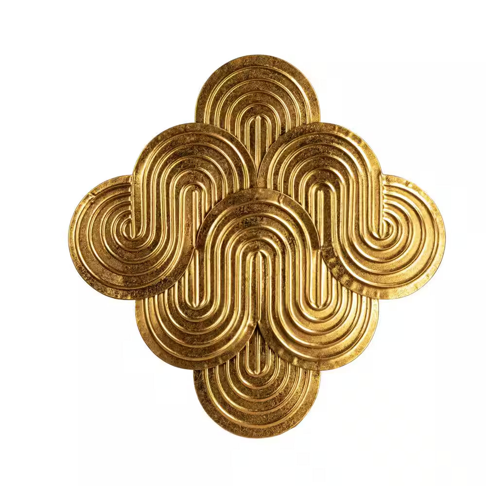 31.1 In. X 30.5 In. Gold Decorative Waves Wall Metal Work
