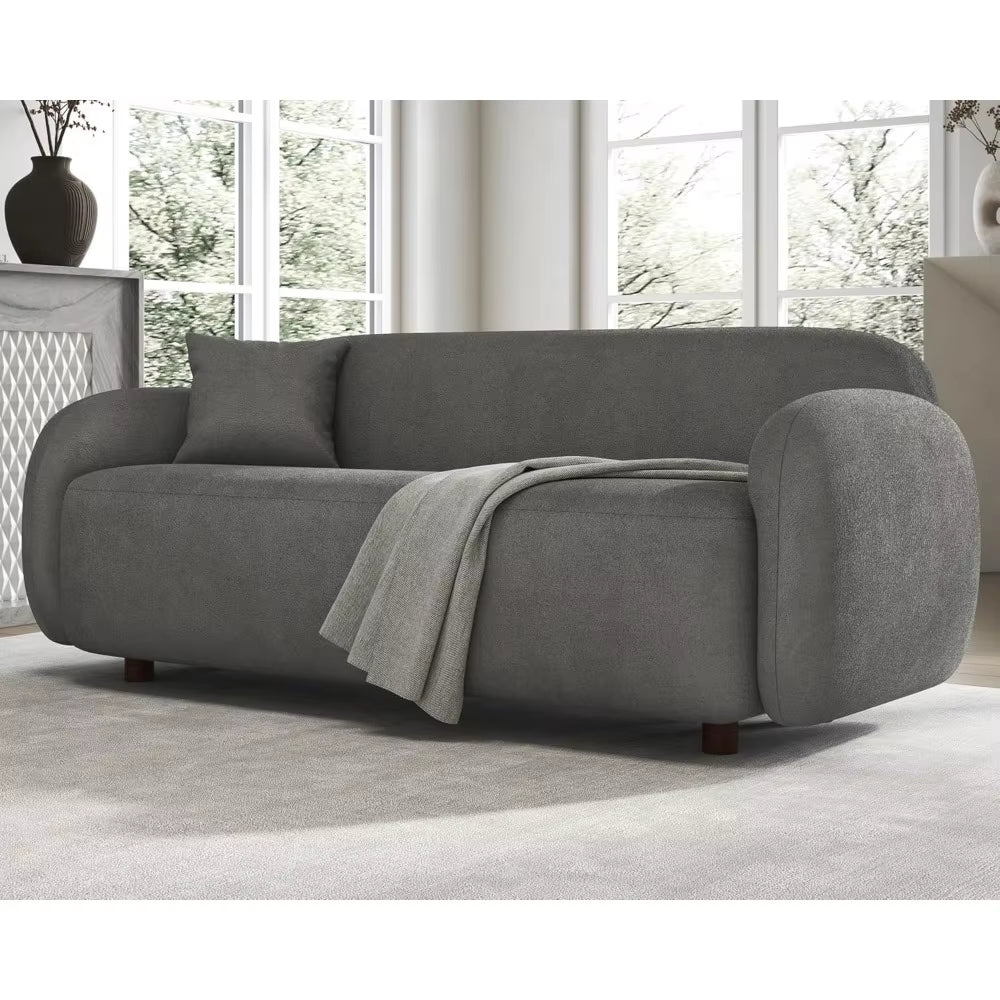 3 Seater Sofa, Modern Couch with Soft Boucle Upholstered, Comfy Cloud Sofa Couch for Living Room Home Office Sherpa Curved Couch