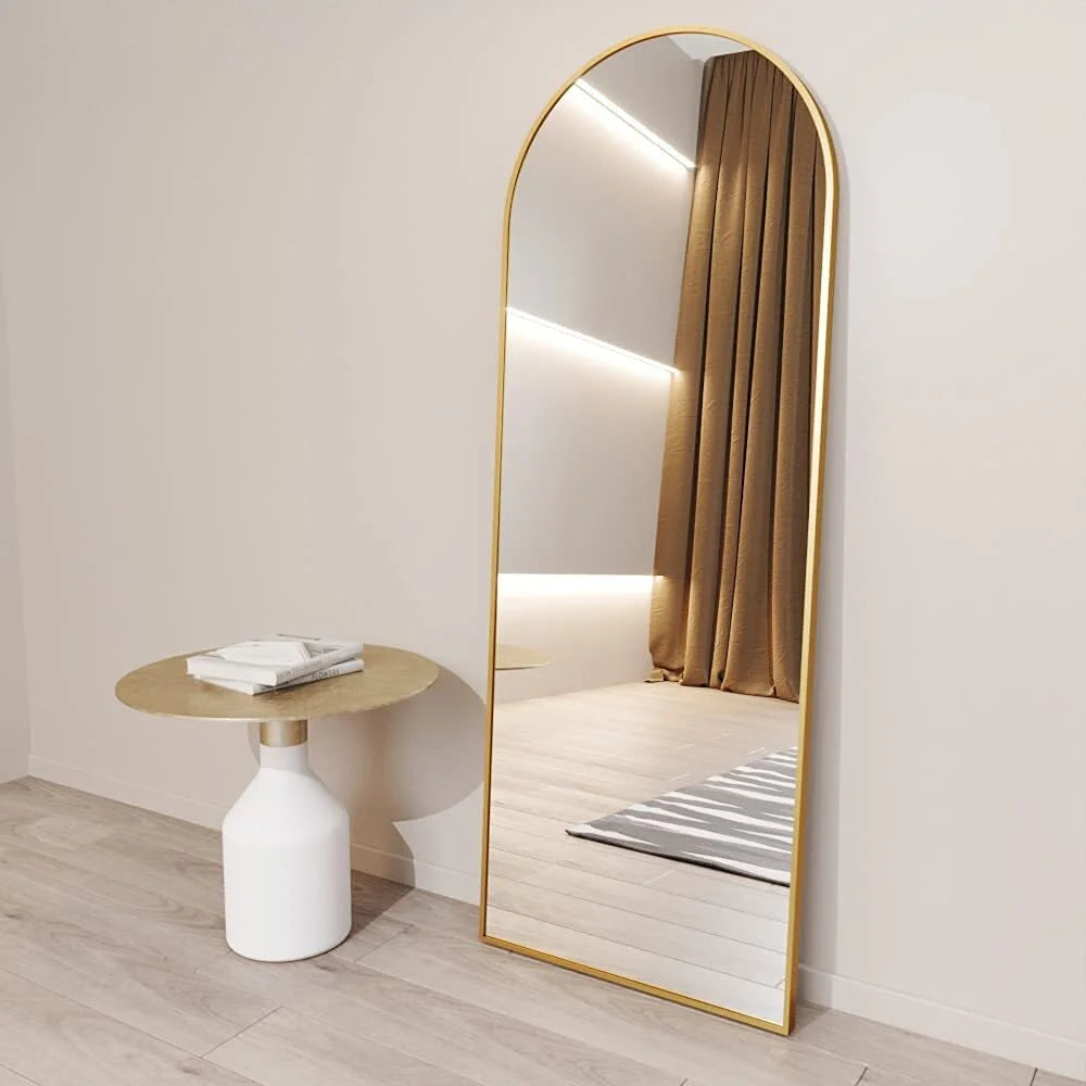 Arched Full Length Floor Mirror 64"X21.1" Full Body Standing Mirror,Gold