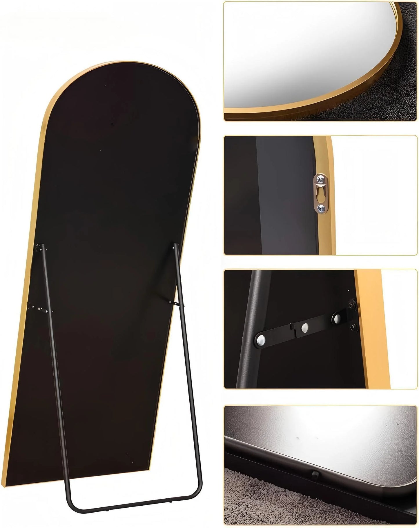 Arched Full Length Floor Mirror 64"X21.1" Full Body Standing Mirror,Gold