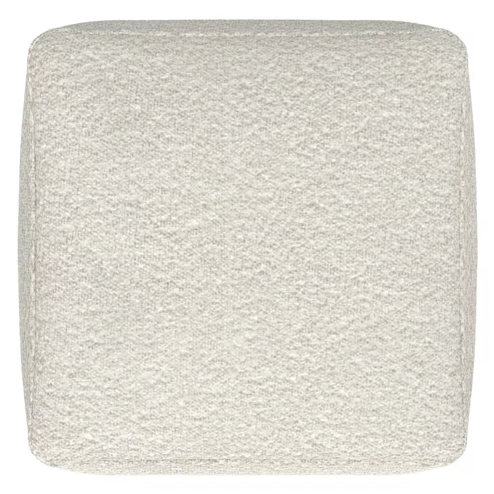 Chantal Contemporary Square Pouf in Ivory Boucle