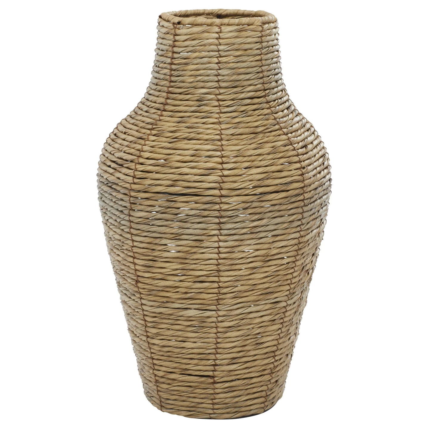 18" Handmade Tall Woven Floor Brown Faux Seagrass Vase