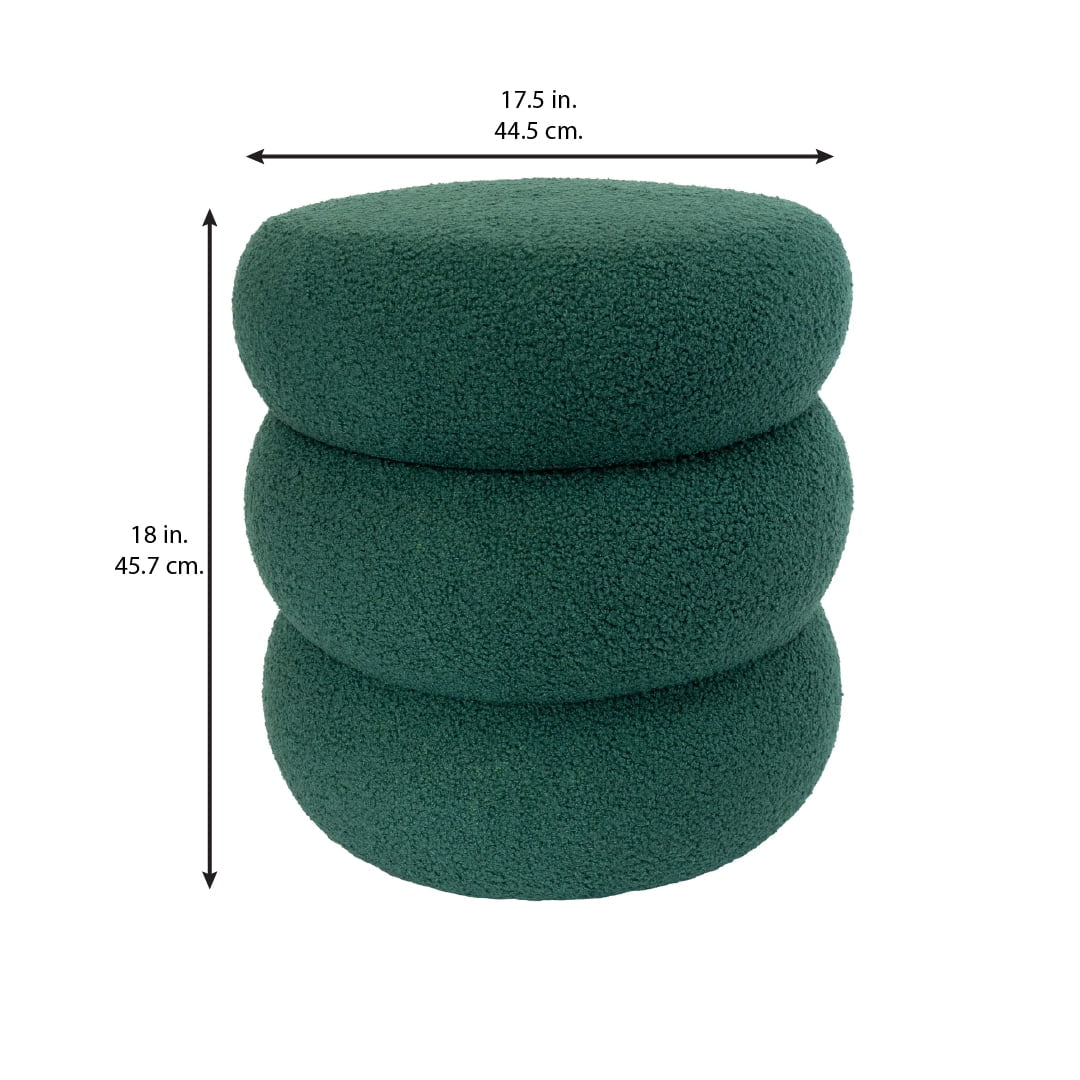 Boucle Cloud Storage Ottoman, Green