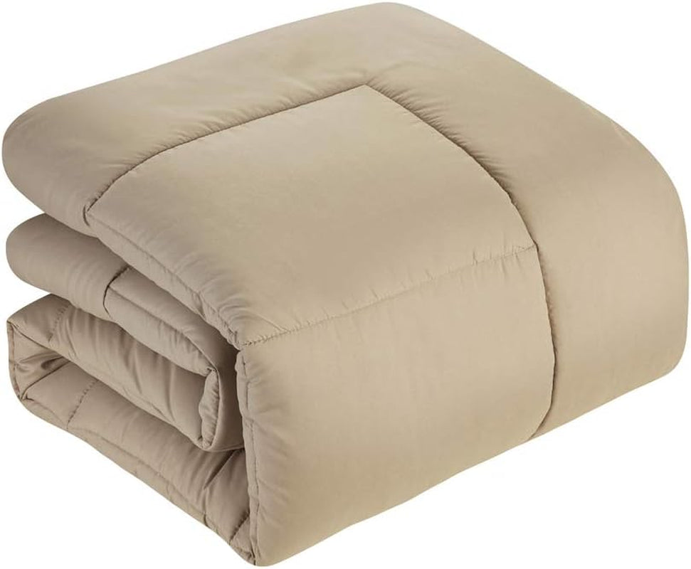 down Alternative Comforter All Season Warmth Luxurious Plush Loft Microfiber Fill Duvet Insert Bedding, Full, Taupe