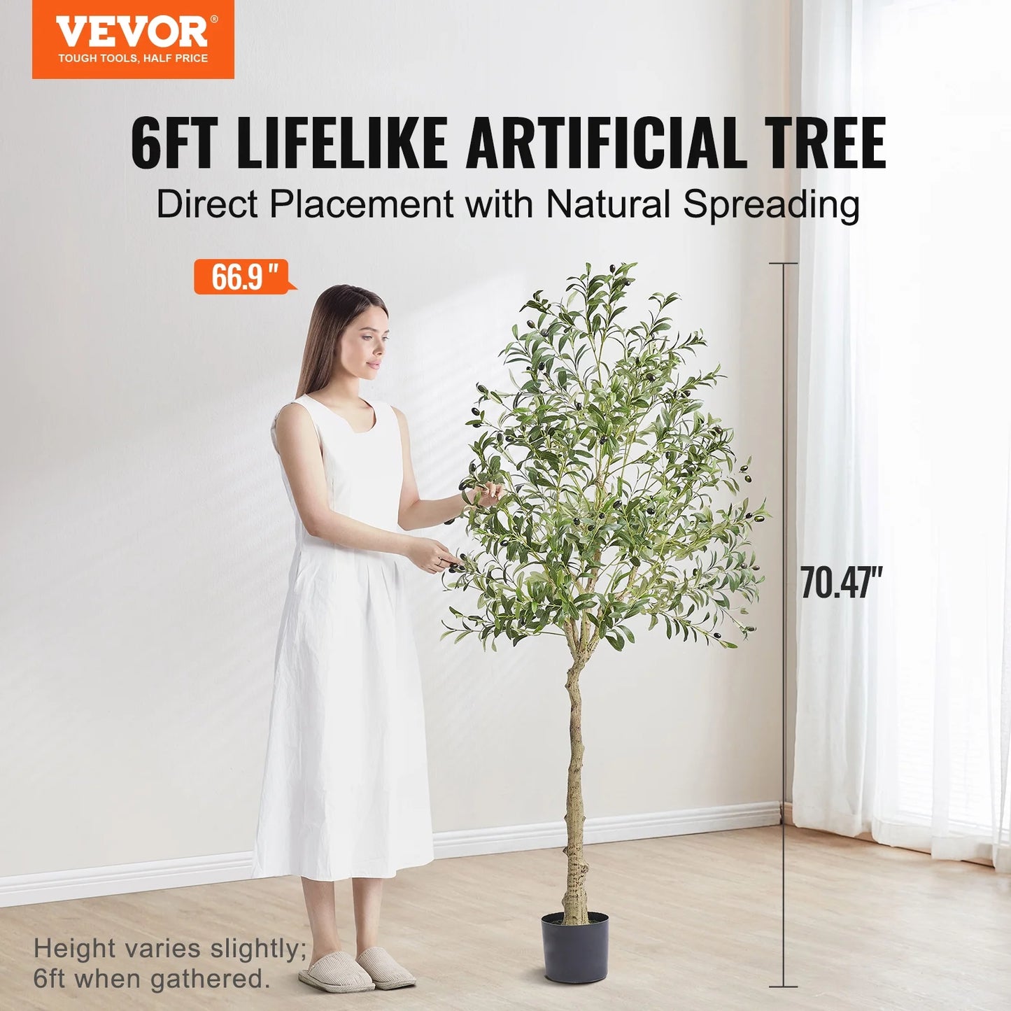 6Ft Olive Artificial Tree in Pot Greenery for Home Decor