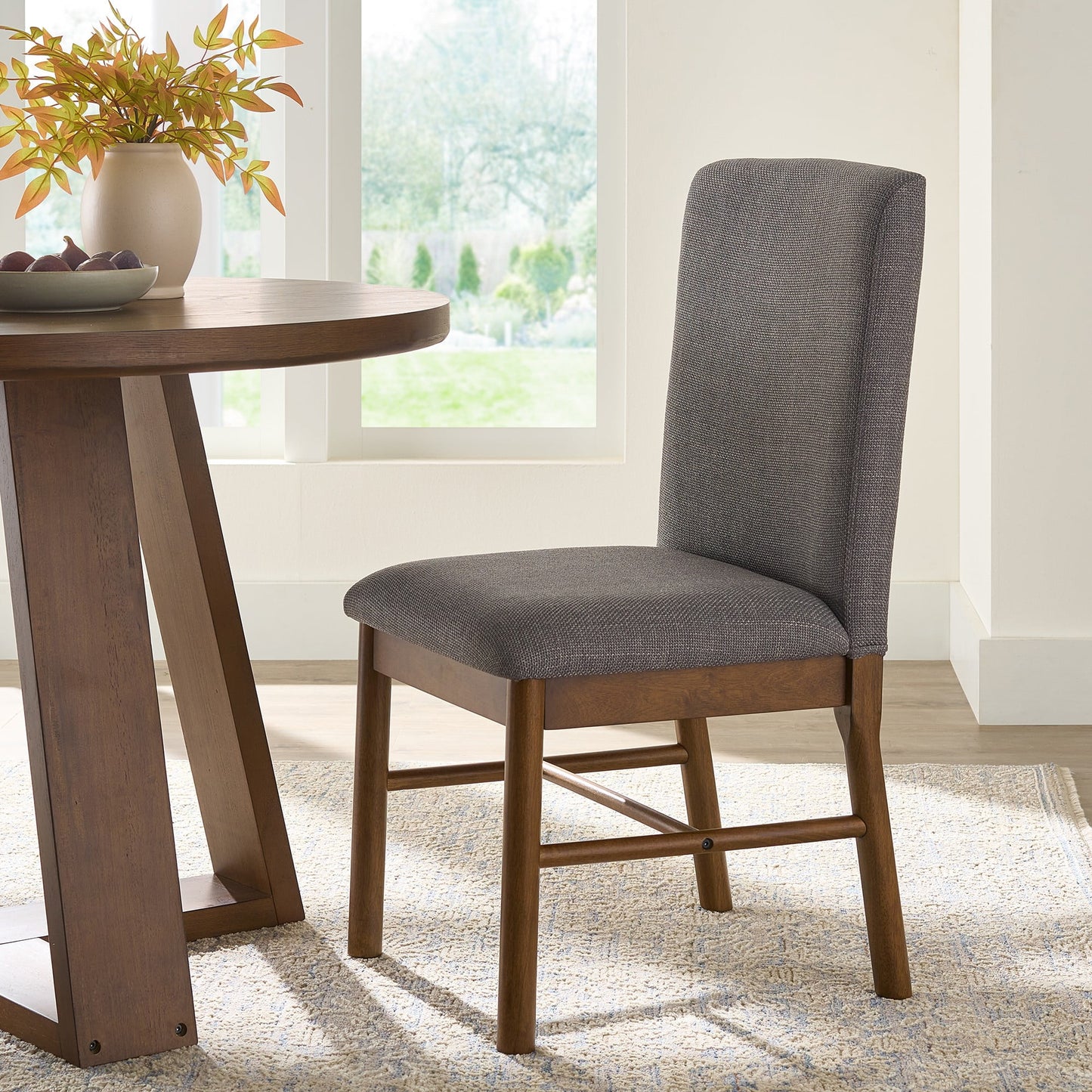 Ezra round Wood Dining Table, 45 In, Walnut