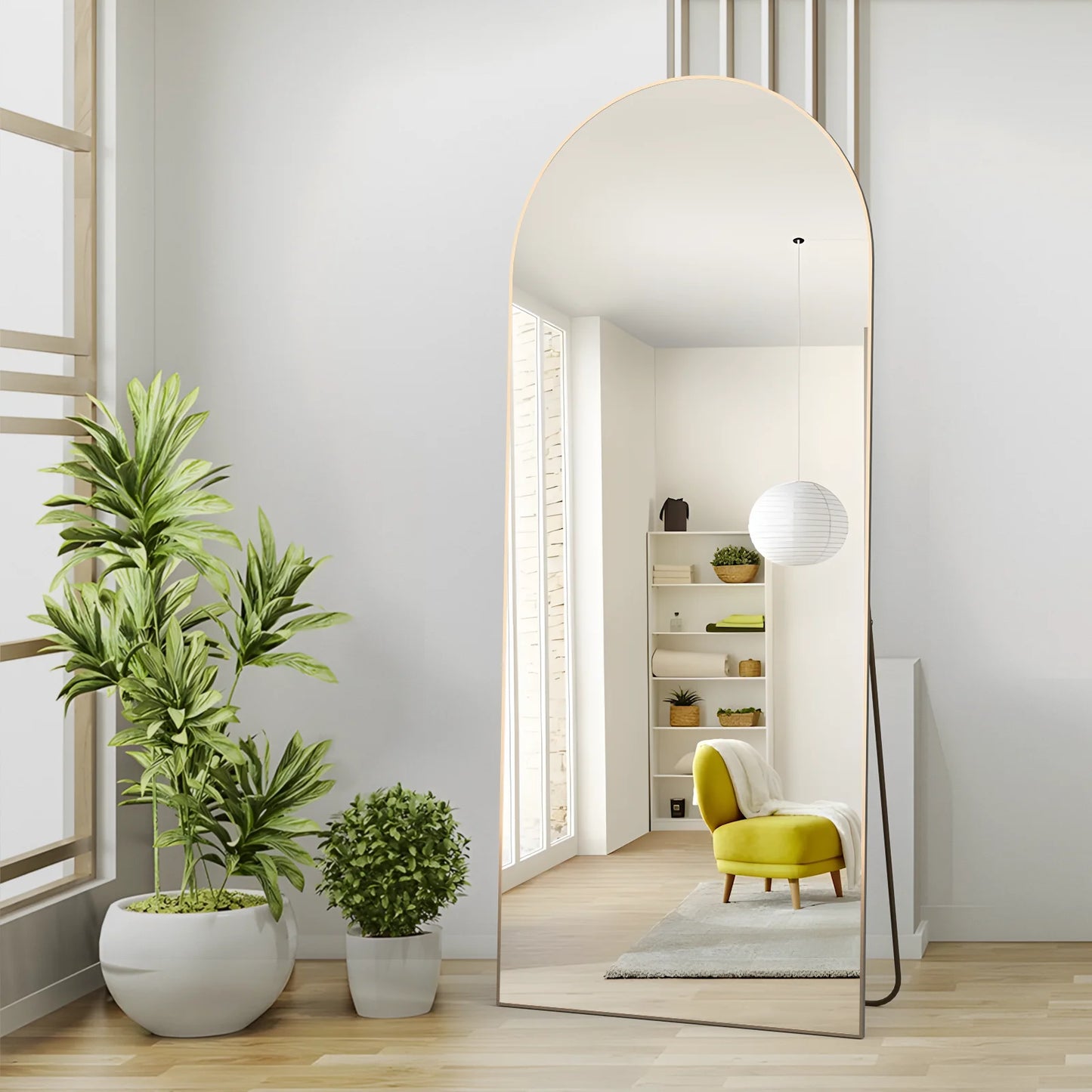 Arch Floor Mirror Arched Mirror Arched Full Length Mirror Wall 65"X24"Full Body Mirror Standing Gold