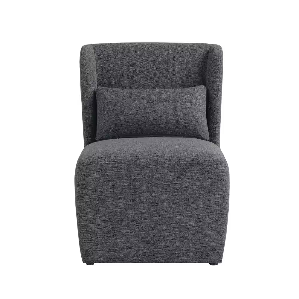 Elaina Charcoal Polyester Armless Accent Club Chair