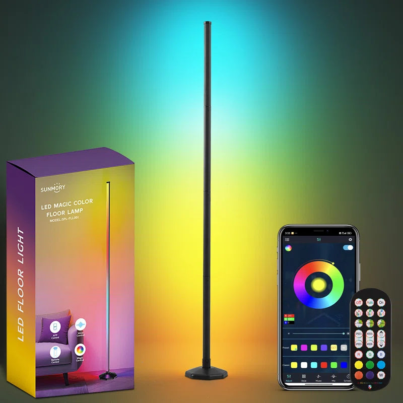 57" Corner Ambient Lighting Lamp with Music Sync & 16 Million Colors, Remote & App Control