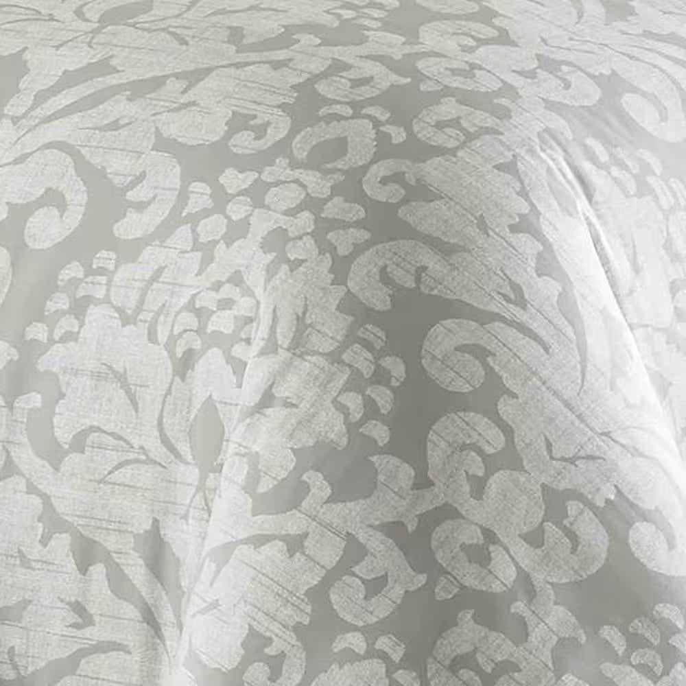 Camden 3-Piece Gray Floral Cotton Full/Queen Duvet Cover Set