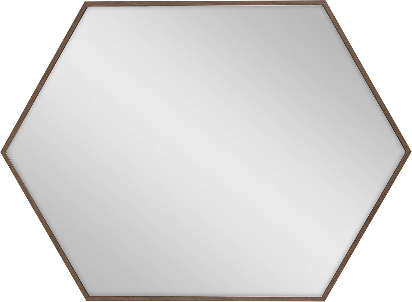 Rhodes Mid-Century Modern Hexagon Wall Mirror, Walnut Brown, 31X22-Inches