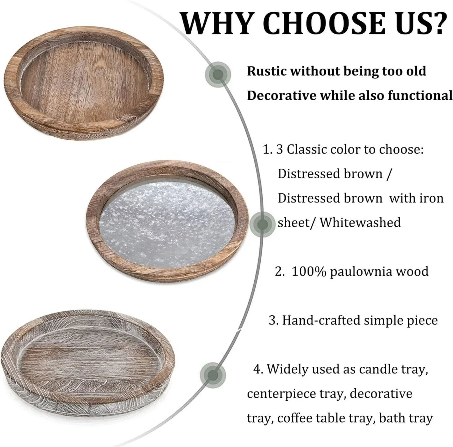 Decorative Candle Tray Decor: round Wooden Trays for Decor,Farmhouse Coffee Table Tray Decor Centerpiece