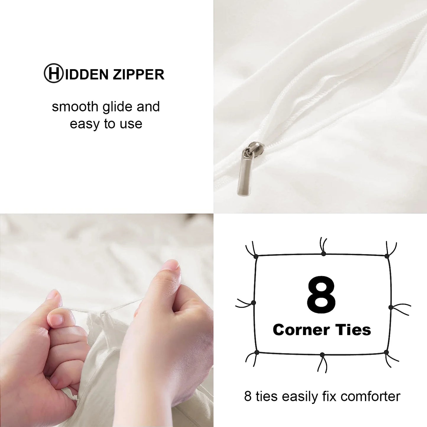 Duvet Cover Set Soft Washed Microfiber Duvet Cover 3 Pieces King White