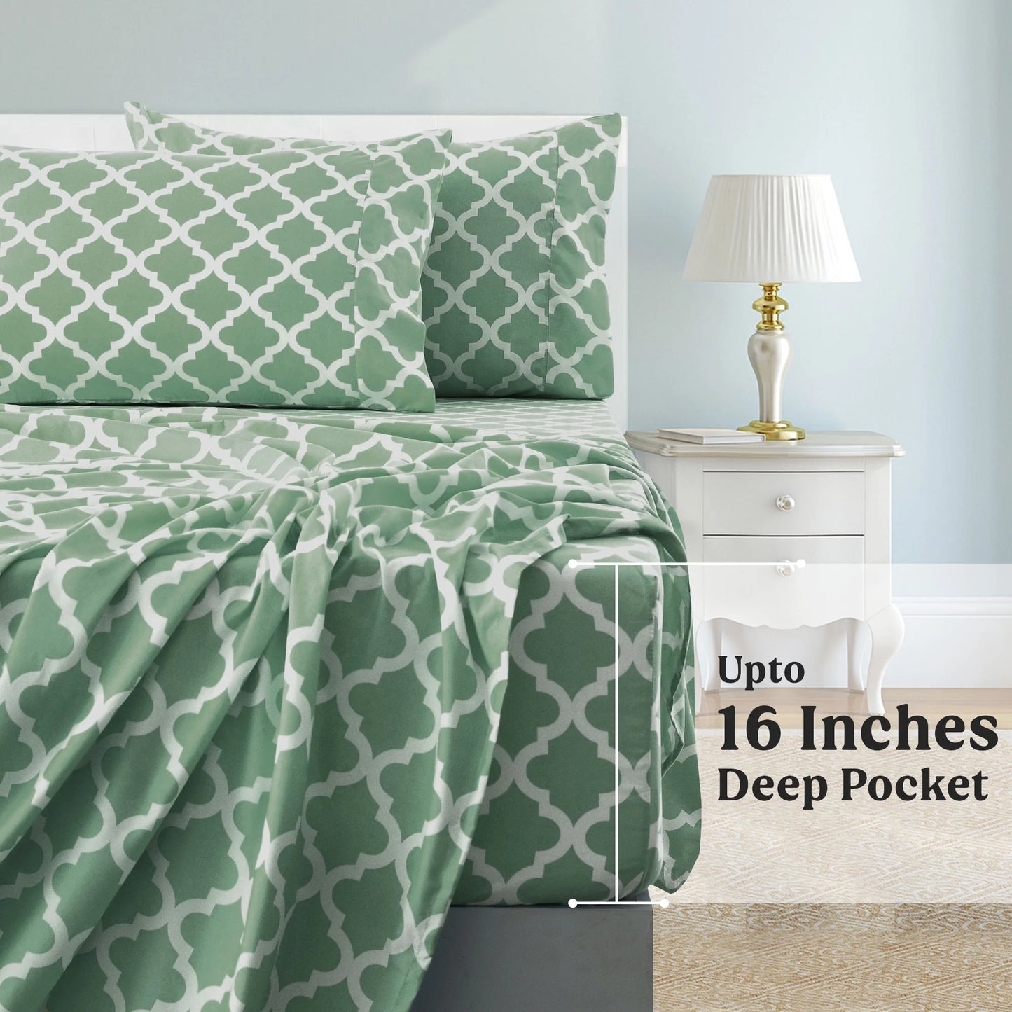 Extra Soft Microfiber Deep Pocket Bed Sheets Set, 4 Piece California King Bedding Sheets - Green