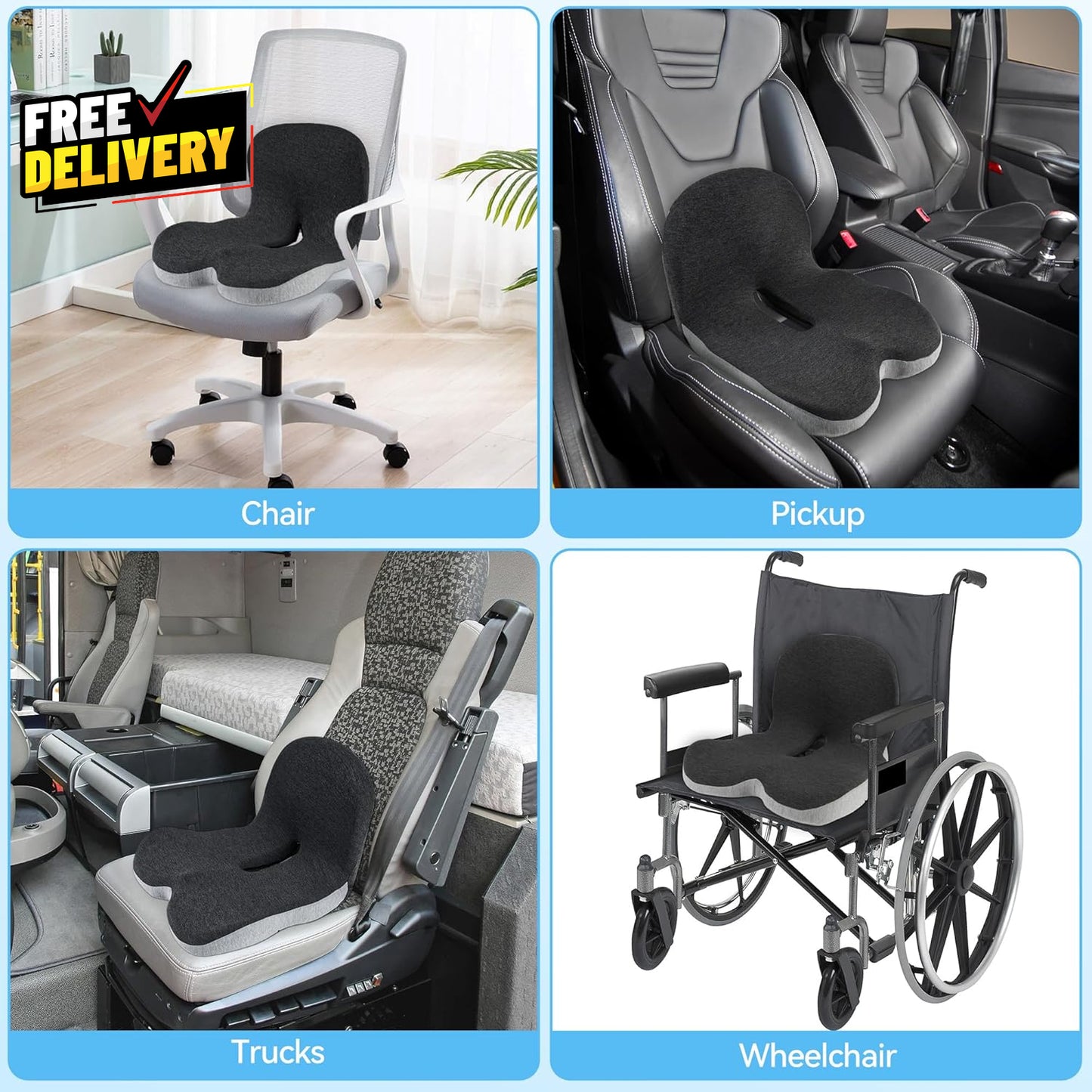 Trucker Seat Cushions for Long Sitting Semi Truck Seat Cushion with Lumbar S....