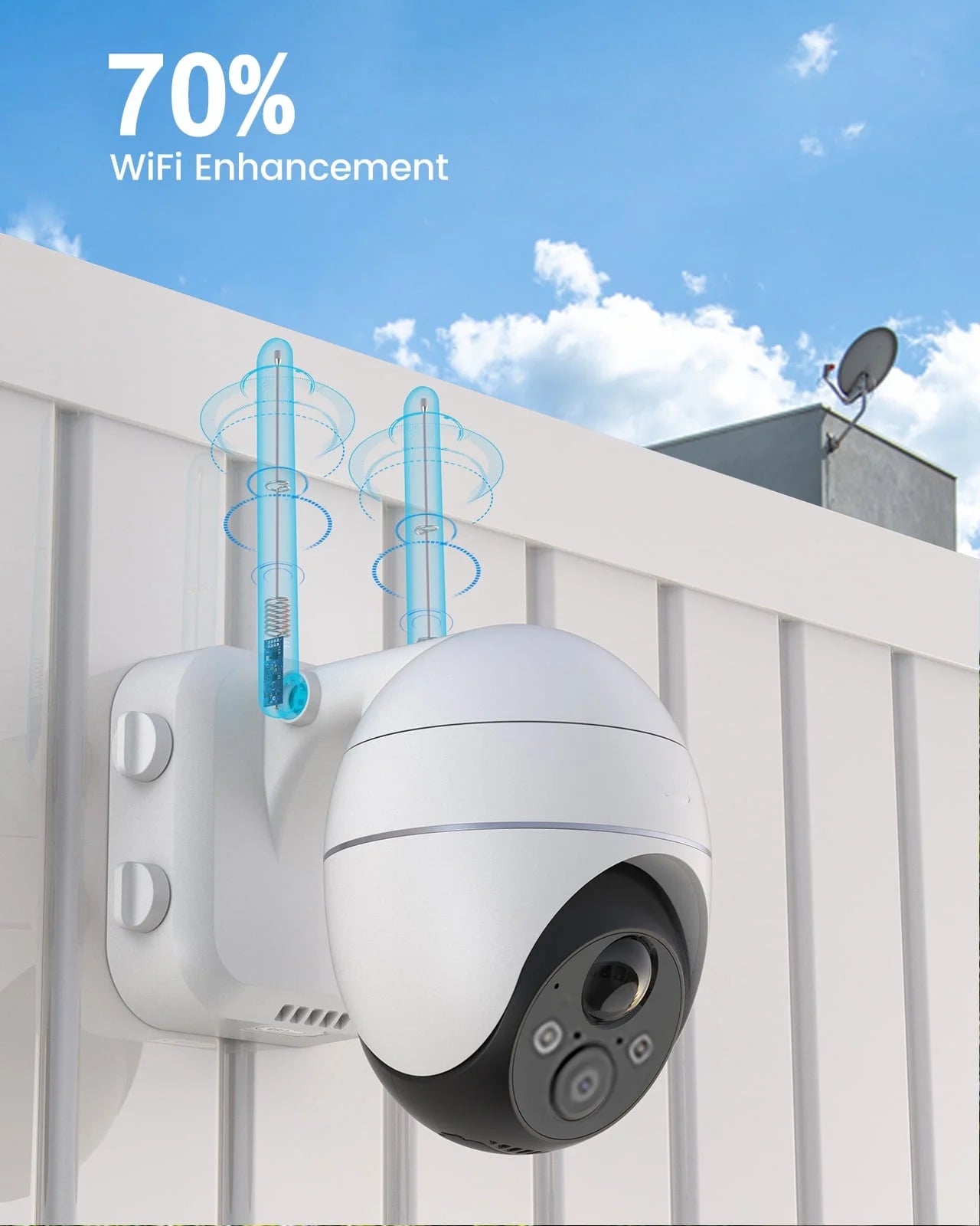 360° View PTZ Solar Security Cameras Wireless Wifi Outdoor, Spotlight 2K/3MP, Color Night Vision, PIR Motion Detection, Solar Outdoor Home Surveillance Camera, Work with Alexa