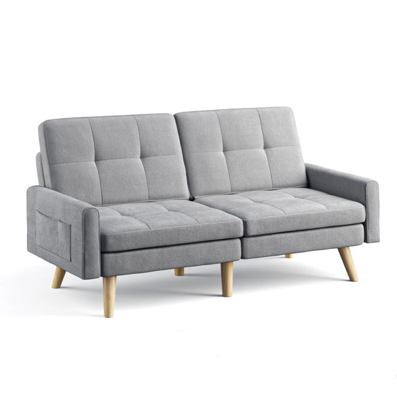 Nazeer 70.9" Futon Loveseat Sofa, Reclining Linen Sofa Bed