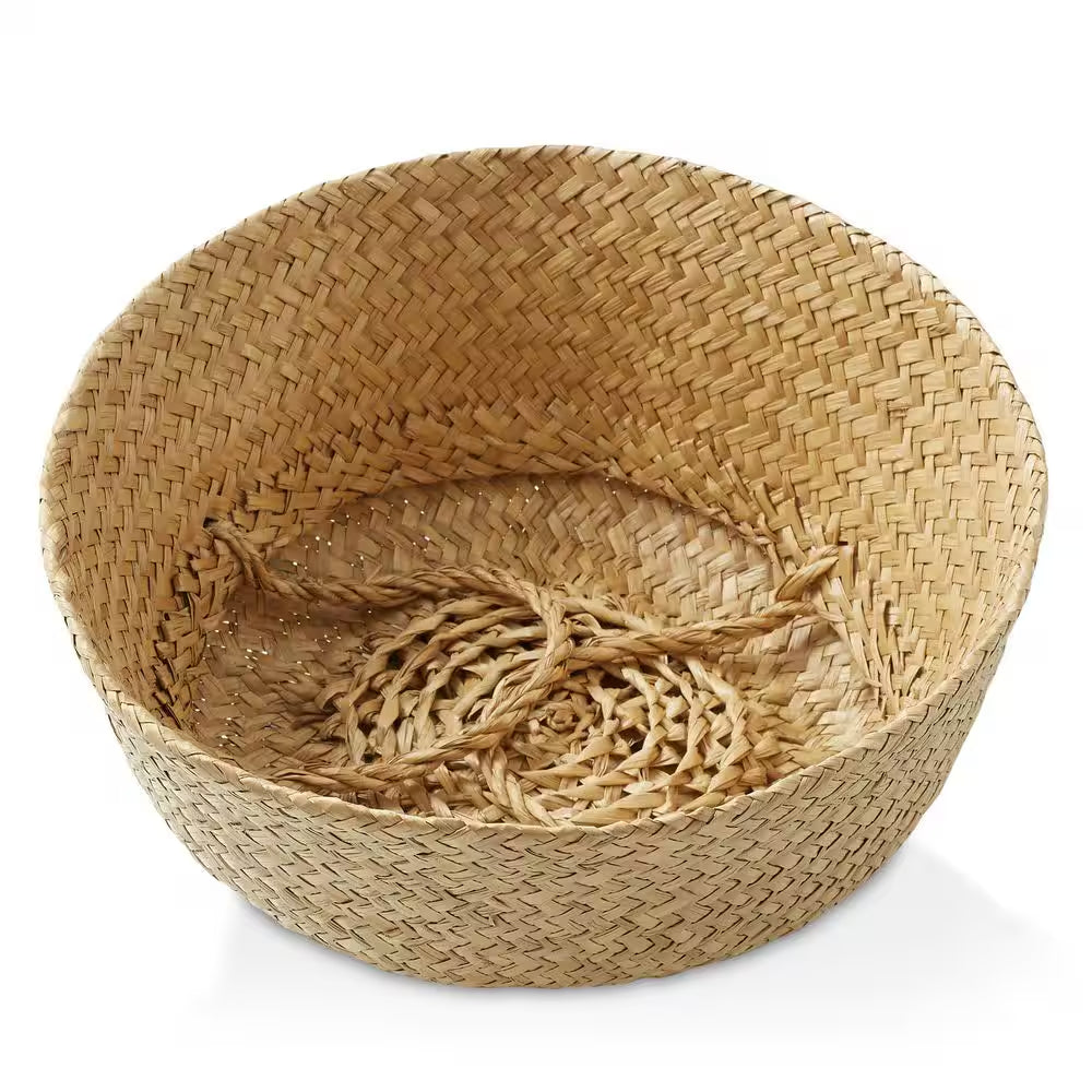 Brown Natural 11 In. X 4.75 In. Seagrass Decorative Basket Medium Storage Bin for Use as Planter for Plants and Trees