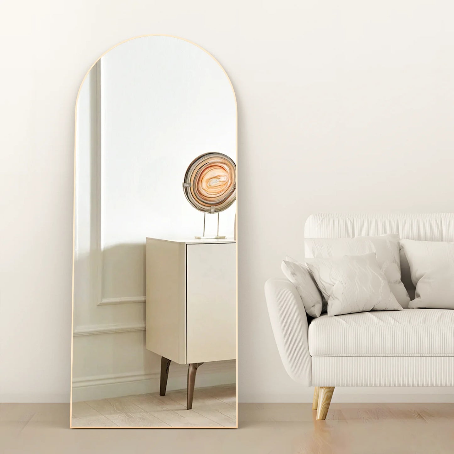 Arch Floor Mirror Arched Mirror Arched Full Length Mirror Wall 65"X24"Full Body Mirror Standing Gold