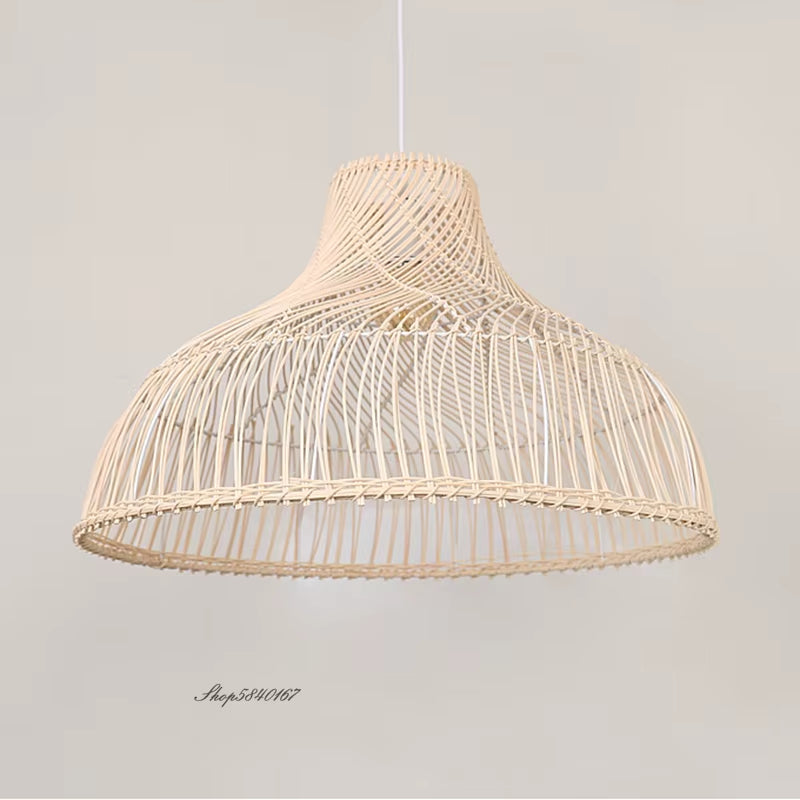 Japanese Rattan Chandelier Vintage Farmhouse Style Ceiling Chandeliers Lighting Led Lights for Dining Room Restaurant Suspension