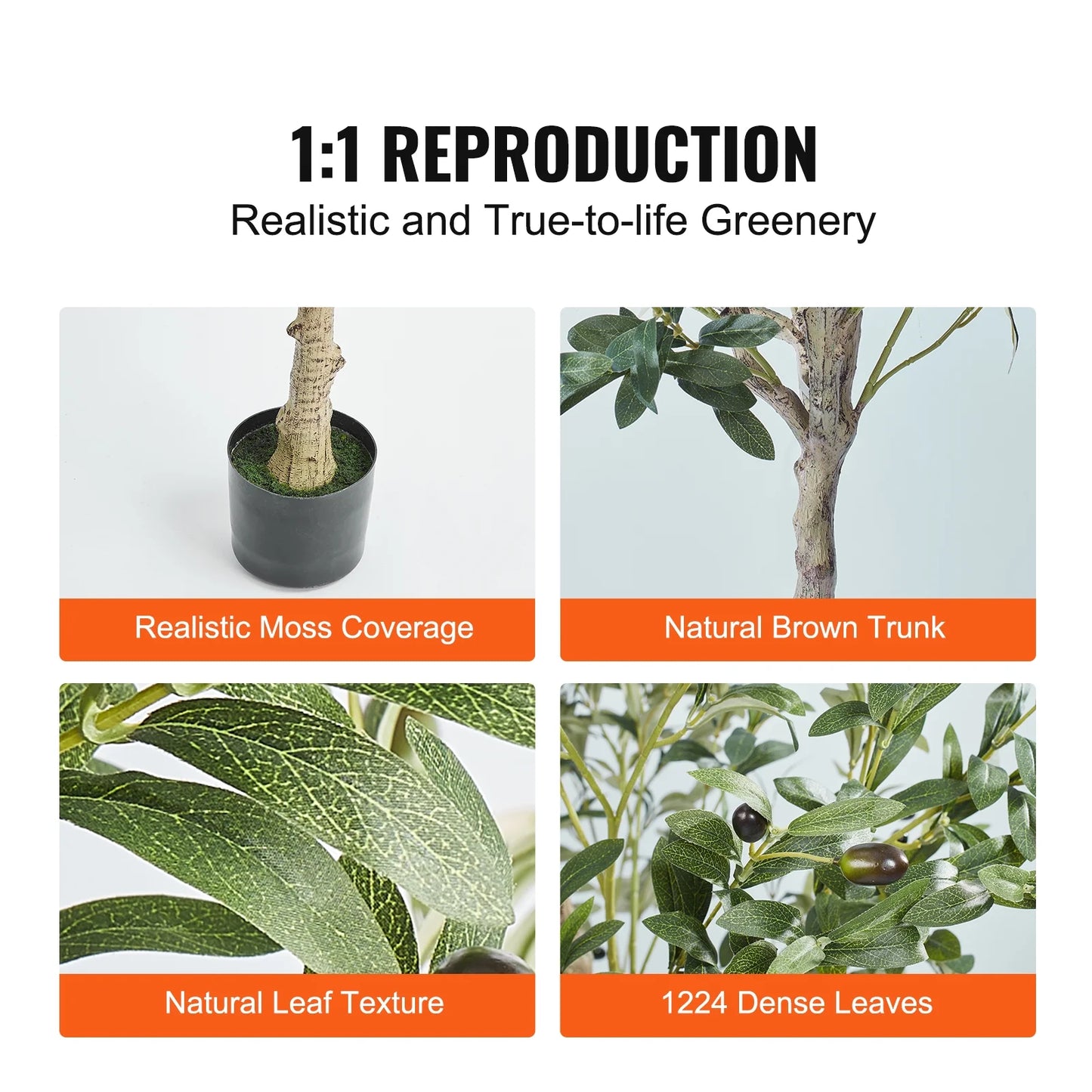 6Ft Olive Artificial Tree in Pot Greenery for Home Decor