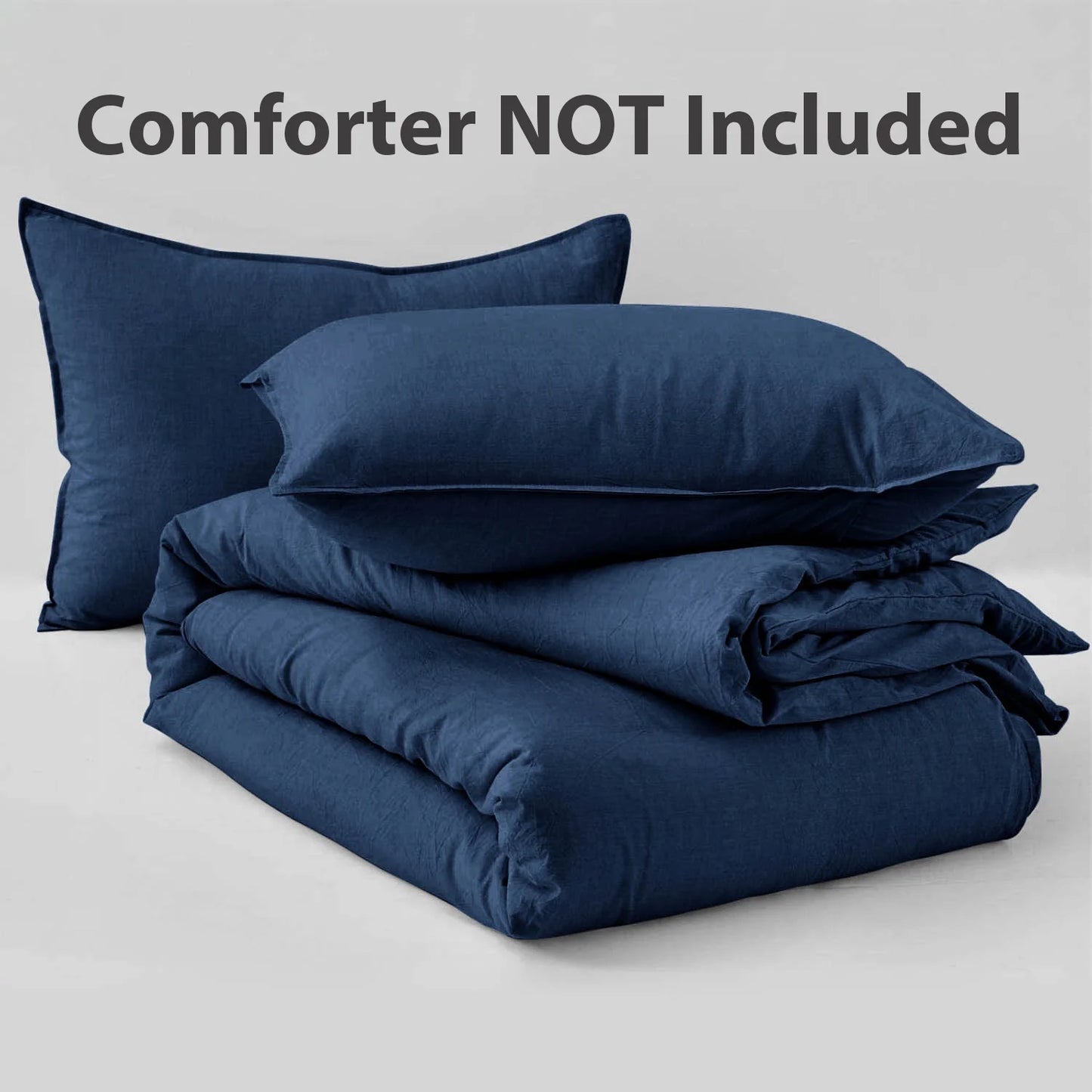 Duvet Cover Set Soft Washed Microfiber Duvet Cover 3 Pieces King Navy Blue