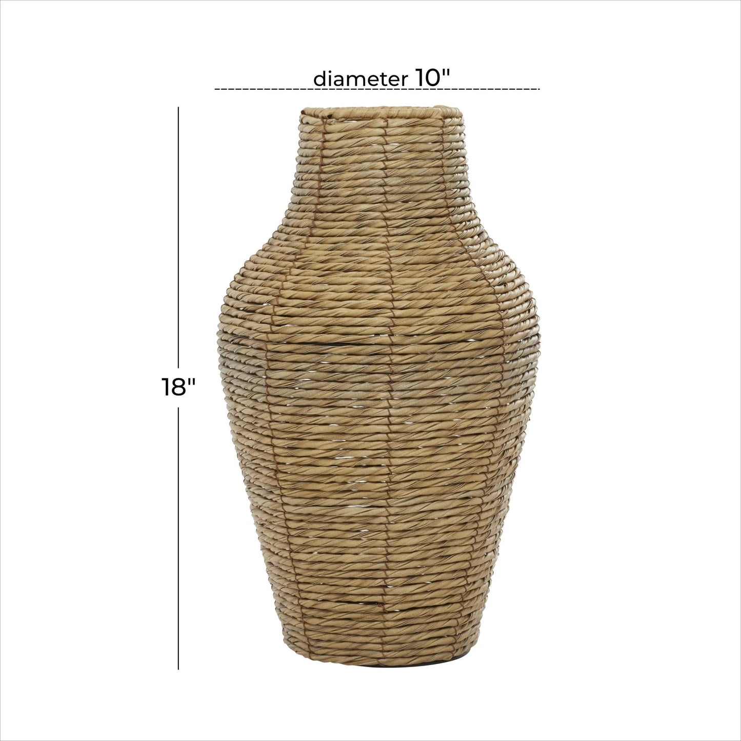 18" Handmade Tall Woven Floor Brown Faux Seagrass Vase