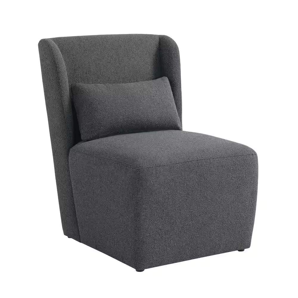 Elaina Charcoal Polyester Armless Accent Club Chair