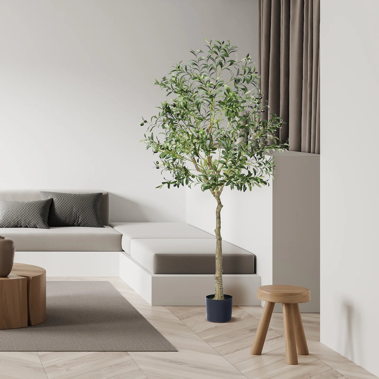 6Ft Olive Artificial Tree in Pot Greenery for Home Decor