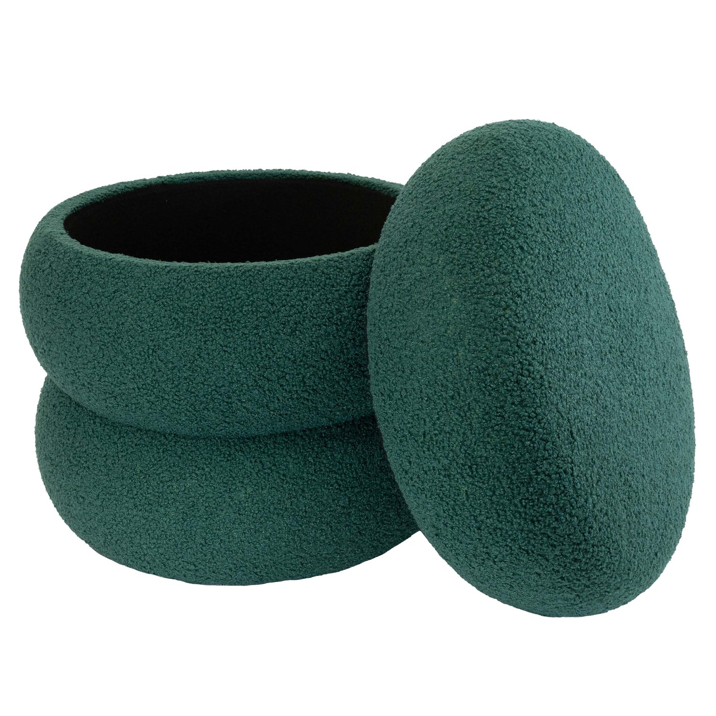 Boucle Cloud Storage Ottoman, Green