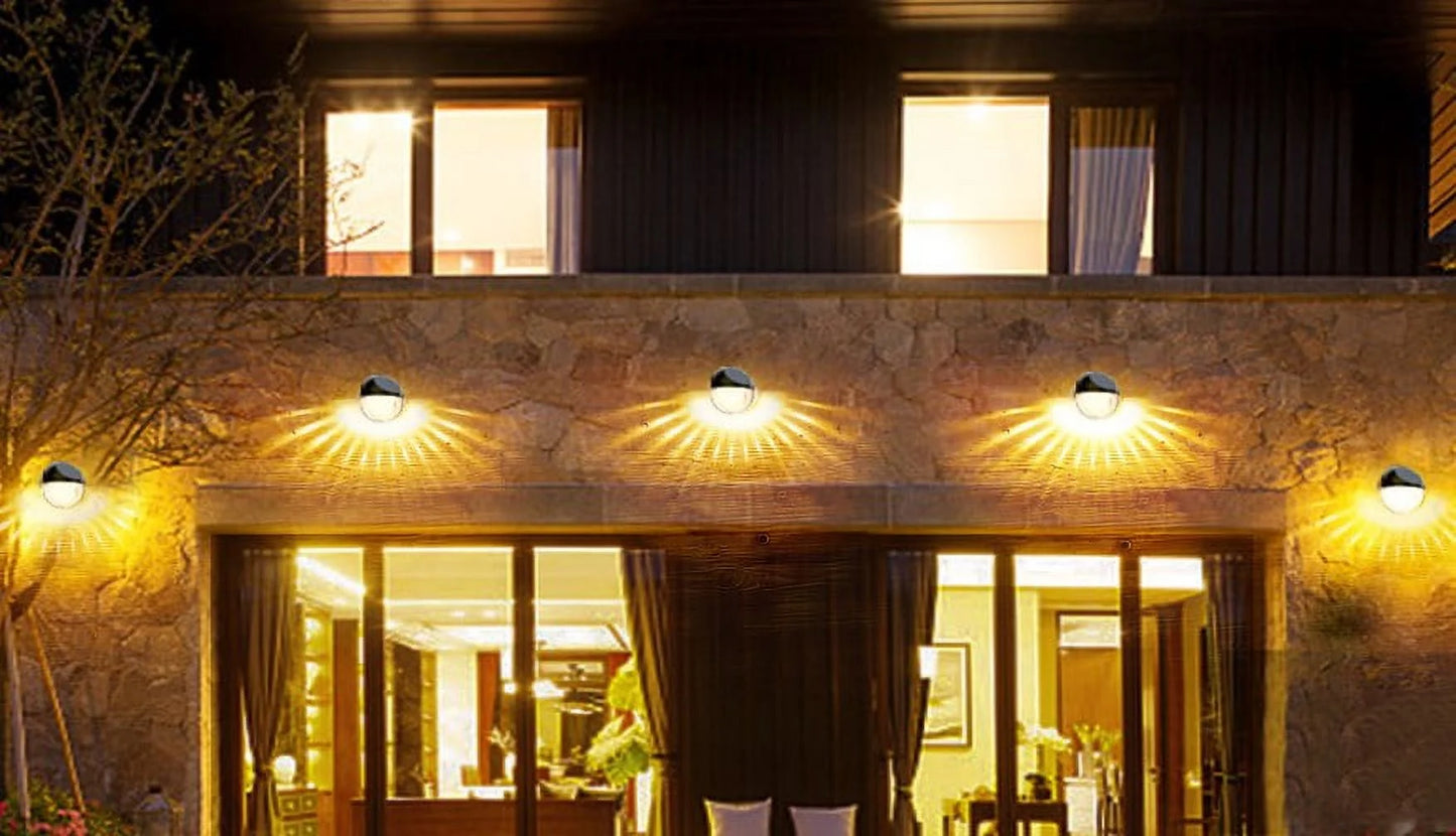 Solar Fence Lights -2 Pack, IP65 Waterproof LED Solar Deck Lights Auto On/Off Solar Wall Decorative Lights for outside Wall Garden Patio Deck Yard Path Porch (Warm White)