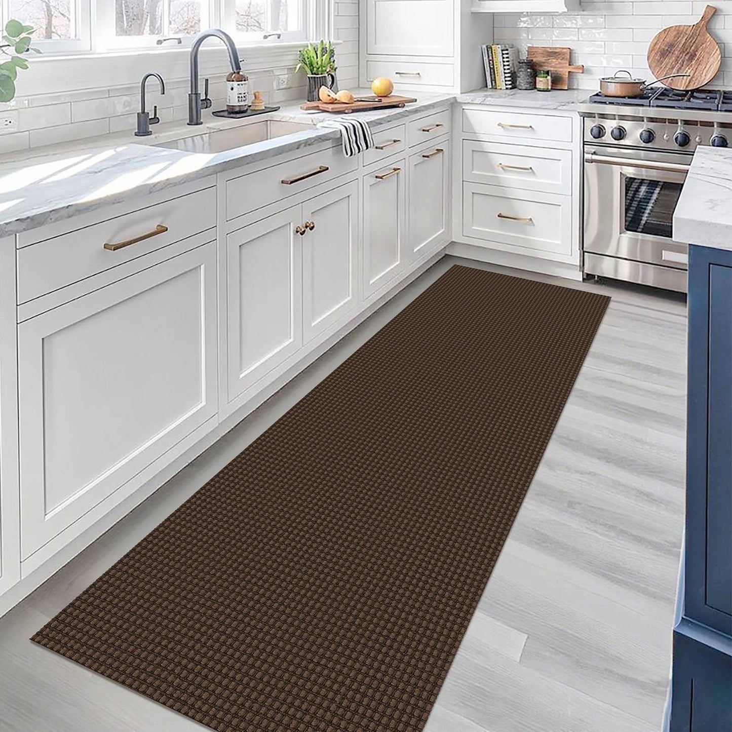 Runners 2X7 Ft Boho Hallway Runner Rug Washable Runner Rugs with Rubber Backing Cotton Entryway Runner Rugs Floor Rugs for Kitchen Bathroom Entryway Bedroom, Reddish Brown/Coffee