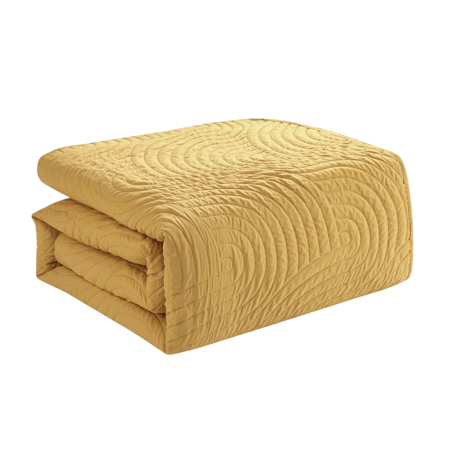 Sands 3-Piece Gold Textured Curve Striped Pinsonic Quilt Set, King, Adult, Unisex