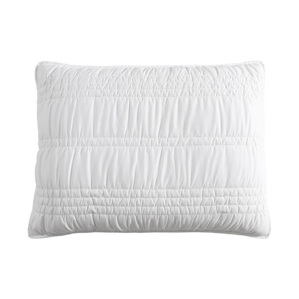 Scrunch Stripe 2-Piece White Microfiber Twin Quilt Set