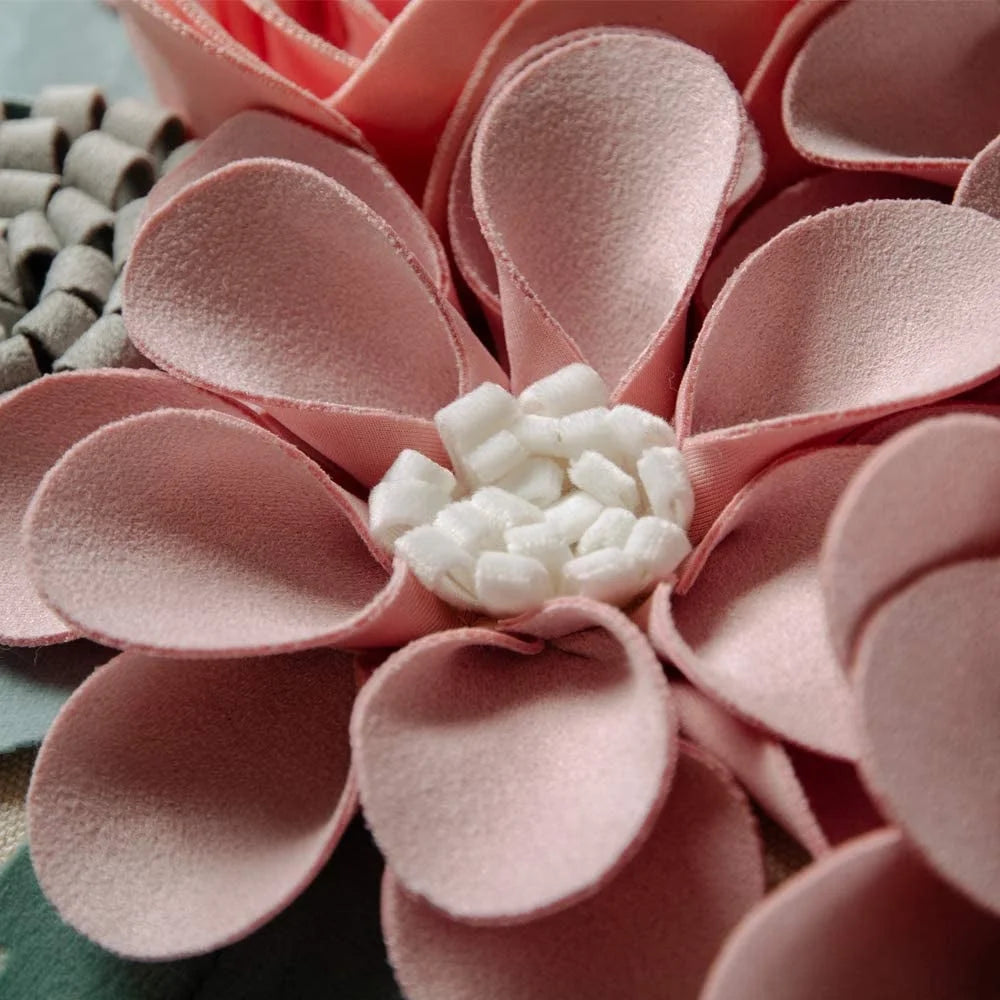 3D Decorative Solid Cotton Suede Pink Flower Throw Pillow Covers Accent Pillow Case 18X18Inch