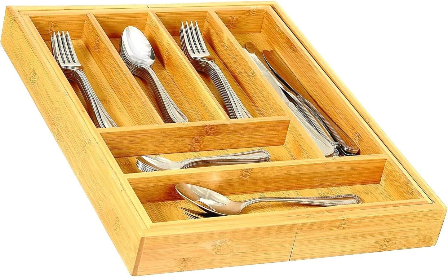 Expandable Cutlery Flatware Drawer Utensil Tray Kitchen Organizer Storage Bamboo