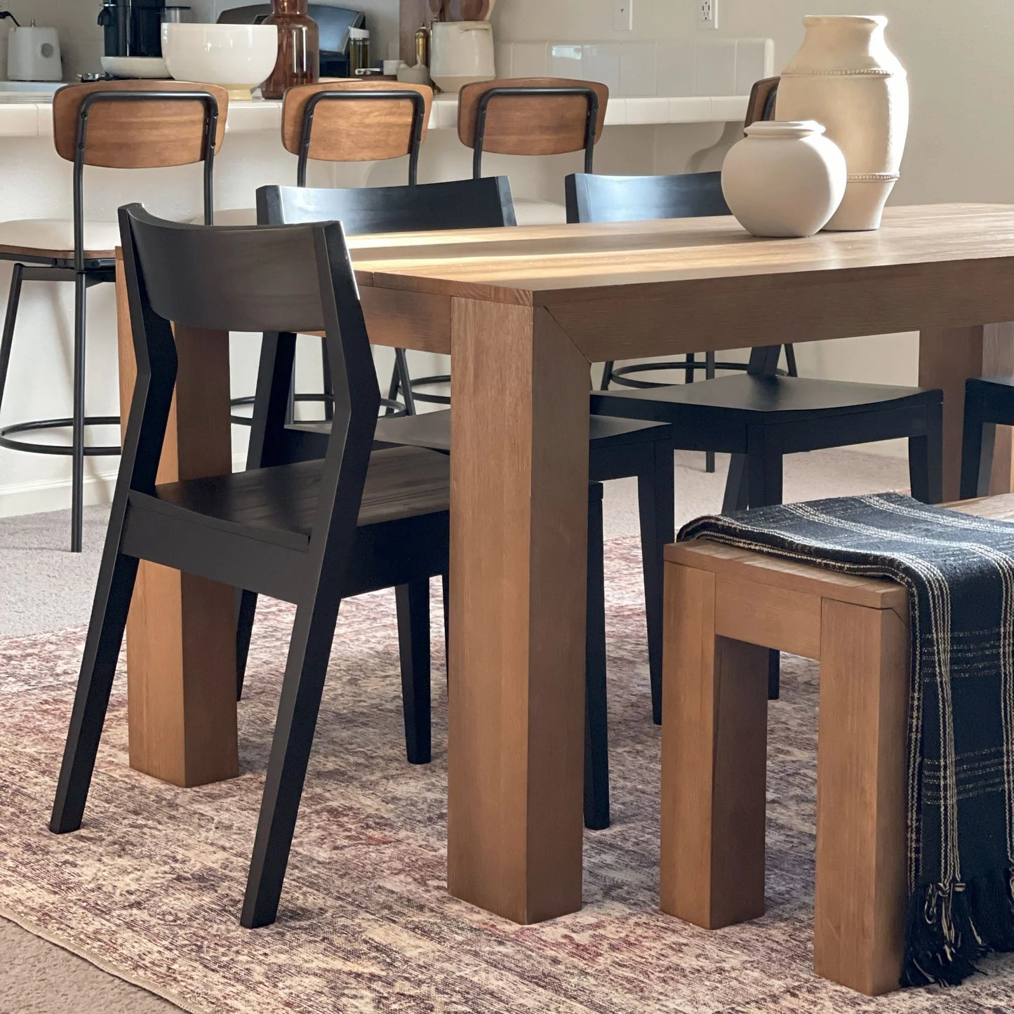 72" Modern Dining Table for 6, Solid Wood Rectangular Dining Table for Kitchen/Dining Room, Pecan Wirebrush