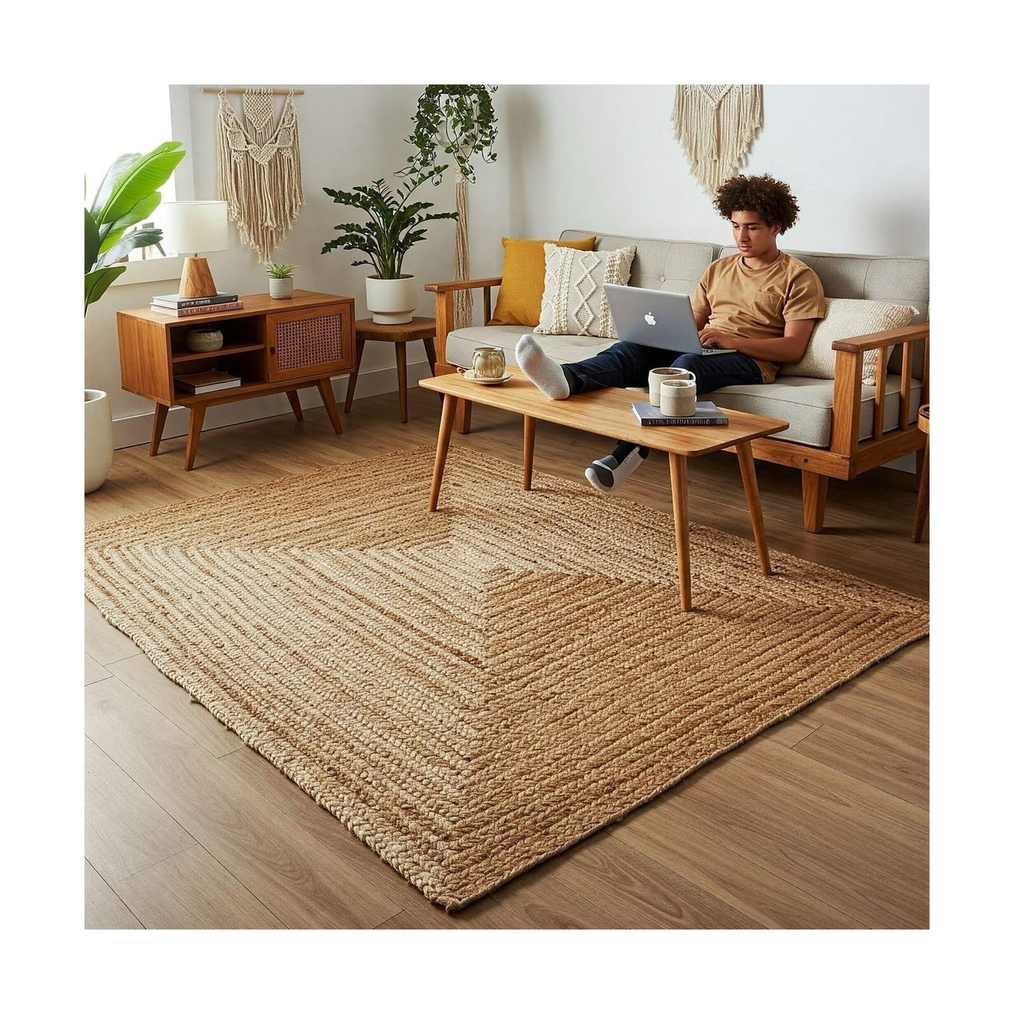 Premium Jute Rug 5X8 Jute Area Rug 5X8 Area Rug Woven Rug Jute Rug 5X7 Boho R...