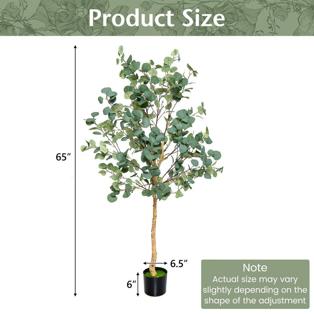5 . 5 FT Artificial Tree Fake Eucalyptus Tree for Living Room Office Home Decor