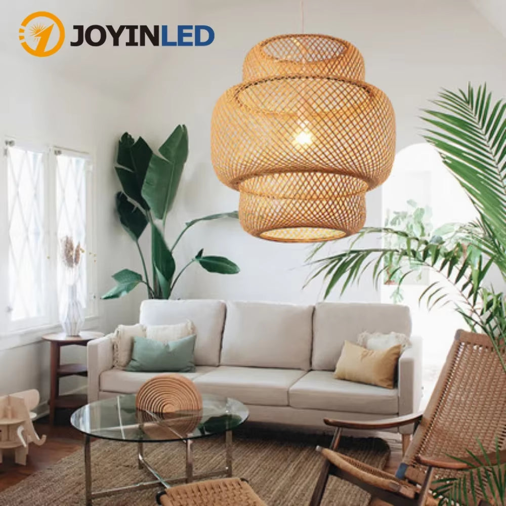 Chinese Classical Bamboo Woven Chandeliers Creative Restaurant Guest House Chinese Rattan Chandeliers