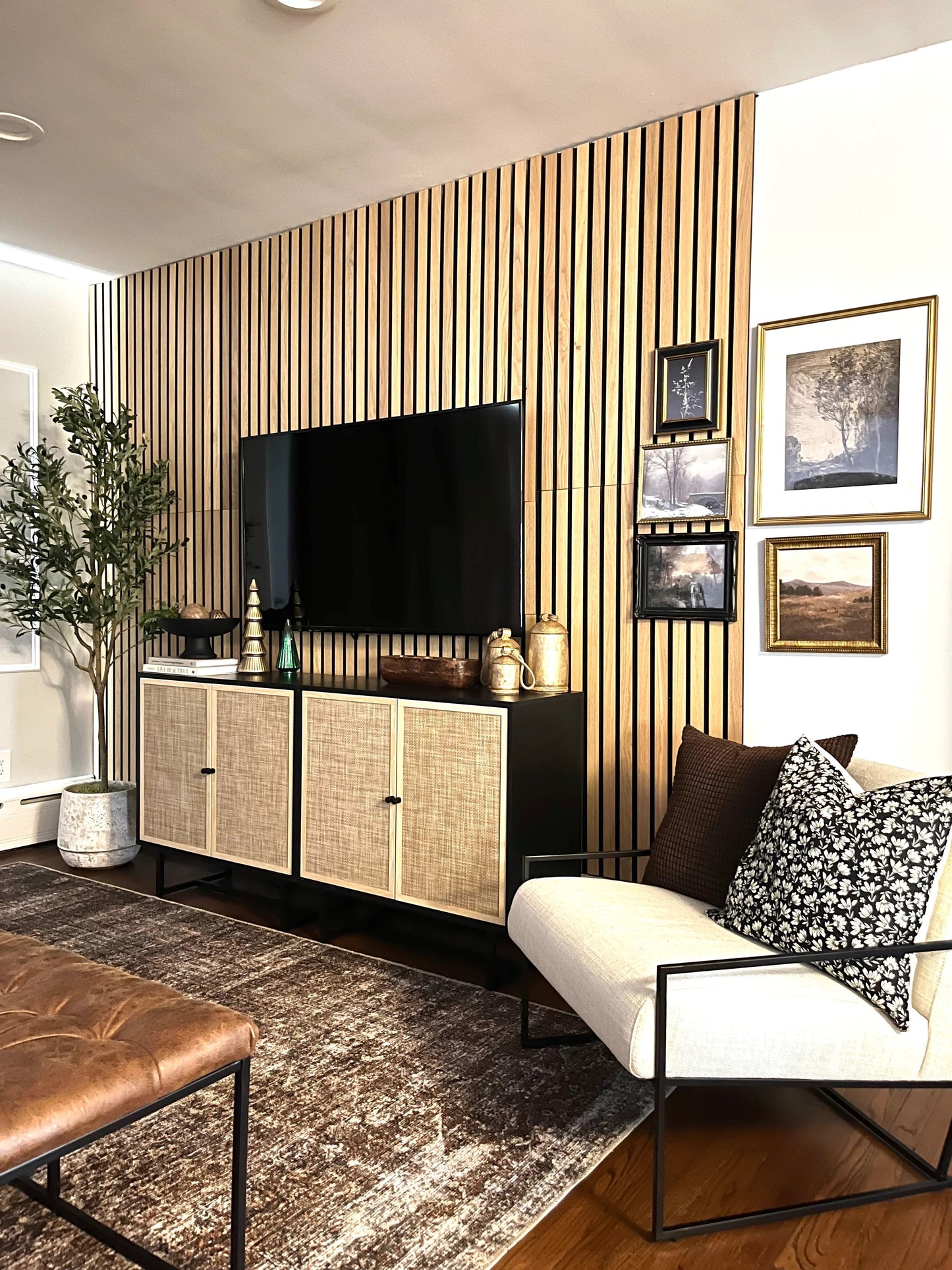 Kova Cane Rattan Doors Accent Cabinet with Black Metal Base and Adjustable Shelf
