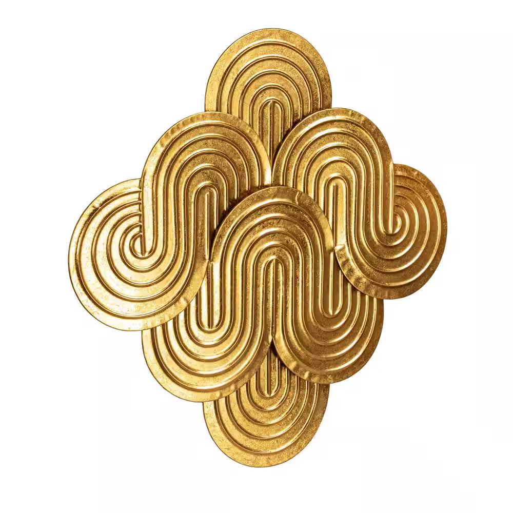 31.1 In. X 30.5 In. Gold Decorative Waves Wall Metal Work
