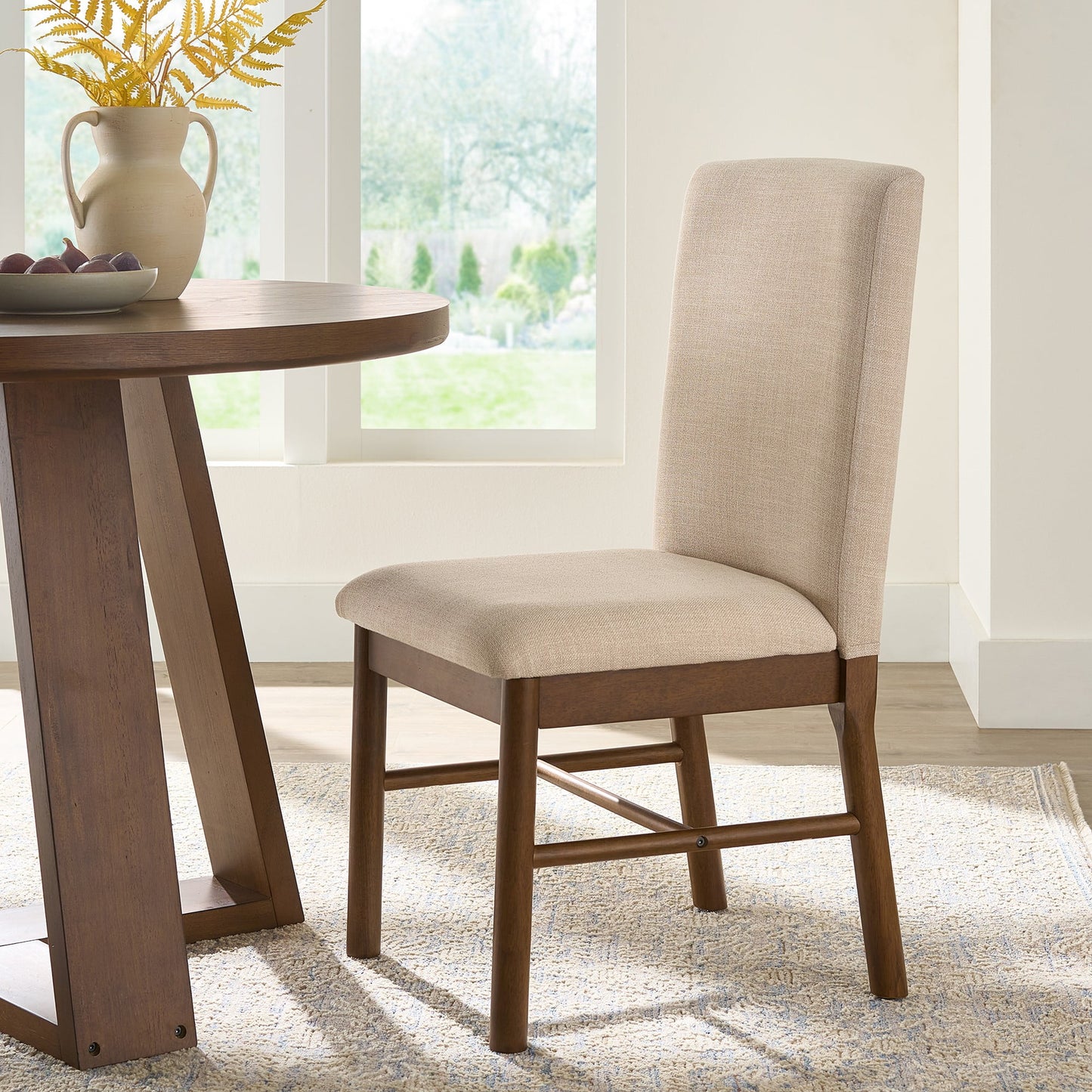 Ezra round Wood Dining Table, 45 In, Walnut