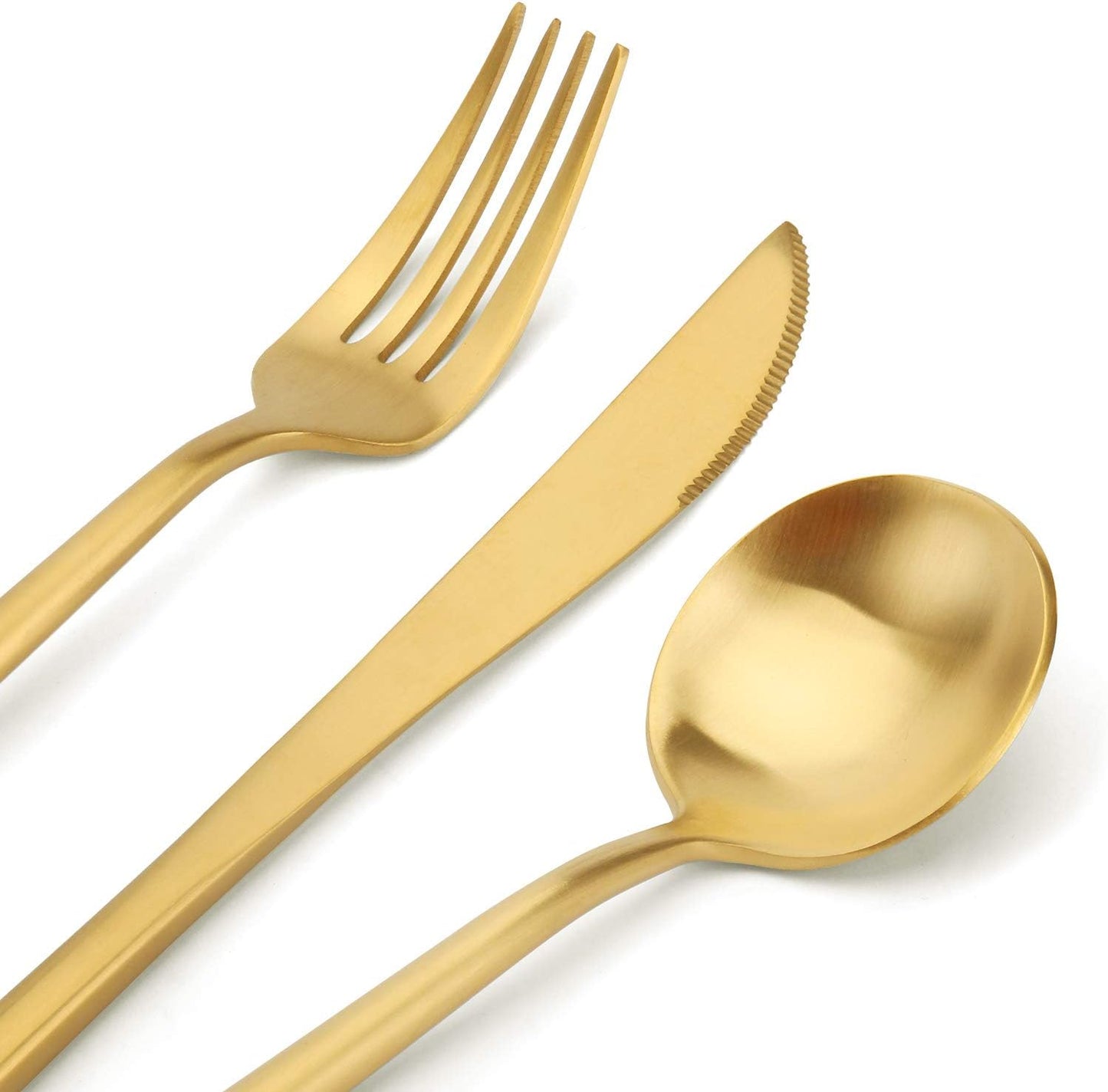 Matte Gold Silverware Set, 20-Piece Stainless Steel Satin Finish Flatware Set Service for 4, Kitchen Utensil Set, Tableware Cutlery Set for Home and Restaurant