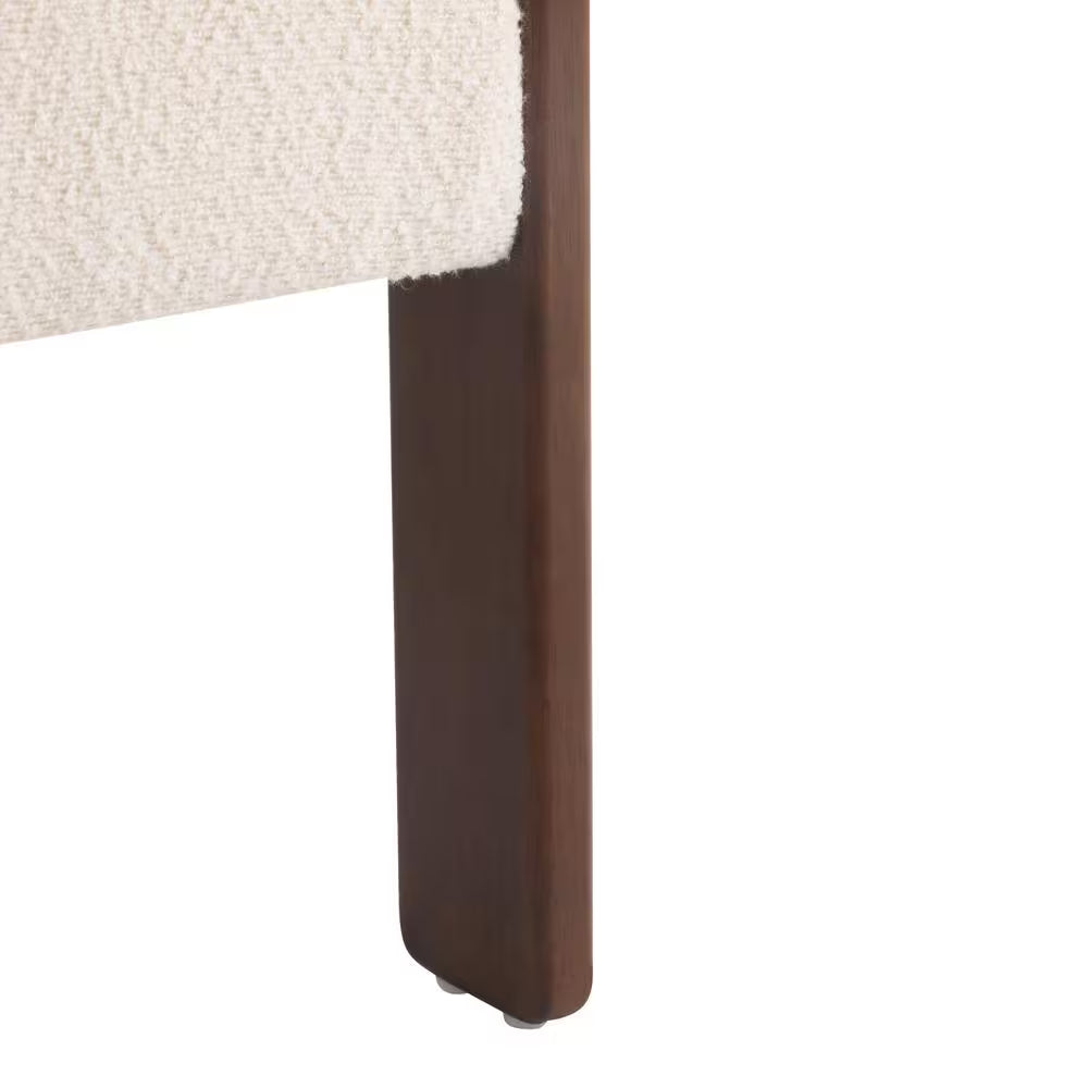 Eryndor Modern Boucle Upholstered Accent Arm Chair, Rubberwood, Beige plus Walnut
